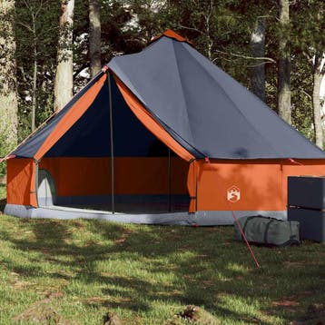 vidaXL Tipitent 6-persoons waterdicht grijs en oranje, Caravans en Kamperen, Tenten, Verzenden, Nieuw