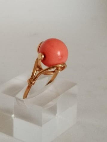 Ring - 18 karaat Geel goud Koraal