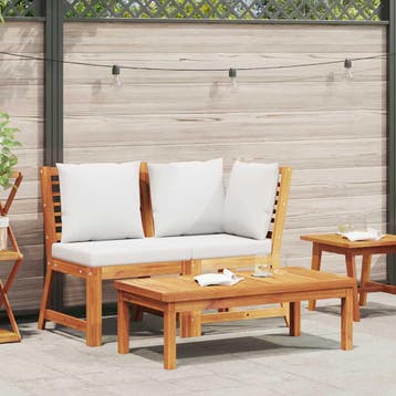 vidaXL 3-delige Loungeset met crèmekleurige kussens massief, Verzenden