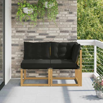 vidaXL 2 st Outdoor Midden- en Hoekbank Wit, Verzenden, Nieuw