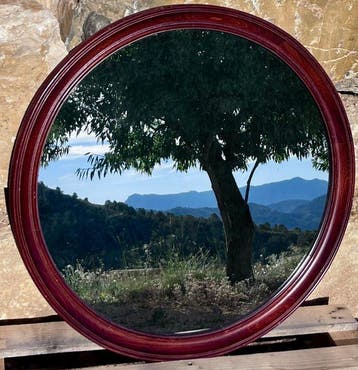 Miroir mural - Noyer -  85 cm, Antiquités & Art
