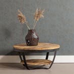 Salontafel Mangohout Rond Maeve 90 cm, Huis en Inrichting, Verzenden, Rond, Nieuw, Industriële meubels