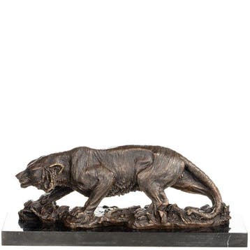 Figuur - Bronzefigur Tiger - Brons, Marmer