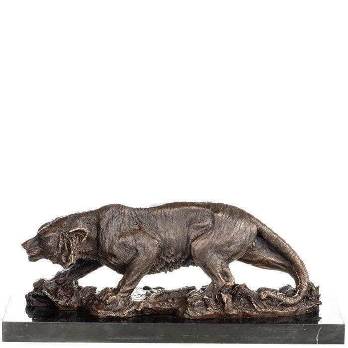 Figuur - Bronzefigur Tiger - Brons, Marmer, Antiquités & Art, Curiosités & Brocante
