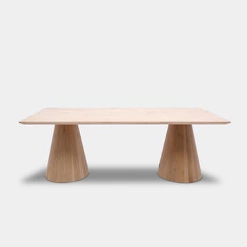 Tafel Rechthoekig Eikenhout  Kegelpoot  220x100, Nieuw