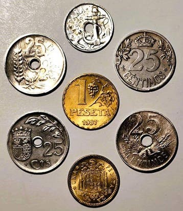 Spanje. Lote de 7 monedas Céntimos y Pesetas (19251963)