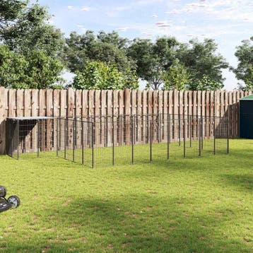 vidaXL Hondenkennel 15,73 m² staal zwart, Verzenden