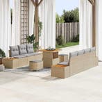 vidaXL Tuinbank Set met kussen met opslag 10 pcs Beige Poly, Verzenden, Nieuw