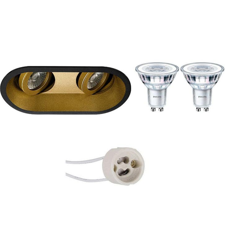 LED Spot Set 5W - Kantelbare Inbouwspot Mat Zwart/Gouden Fra, Maison & Meubles, Lampes | Spots, Envoi