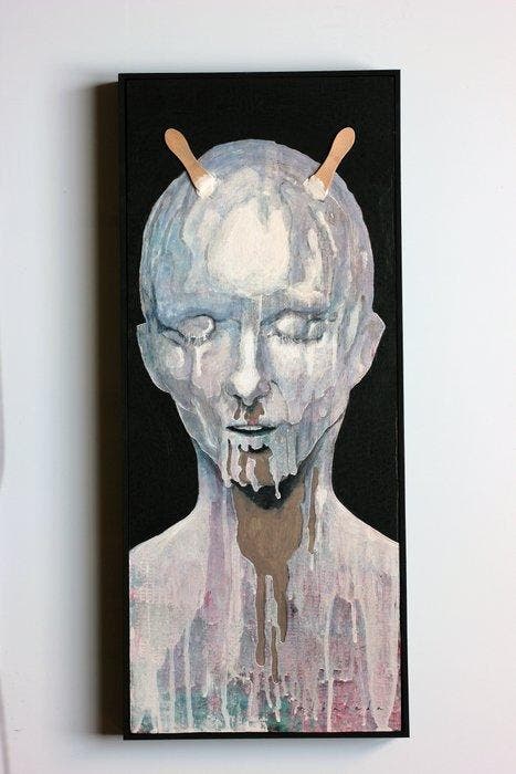 Aleix Albareda - TWIN STICKS PEAKS ON ICE CREAM, I SCREAM!, Antiquités & Art, Art | Peinture | Moderne