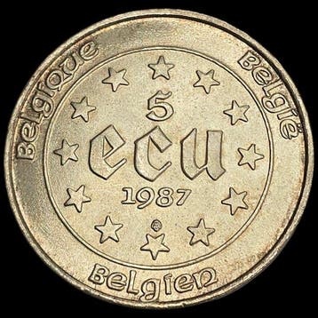 België. 5 Ecu 1987 (Zonder minimumprijs), Postzegels en Munten