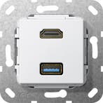 Gira Hdmi Usb 3.0 Type A Câble De Détournement Insert Pur, Verzenden