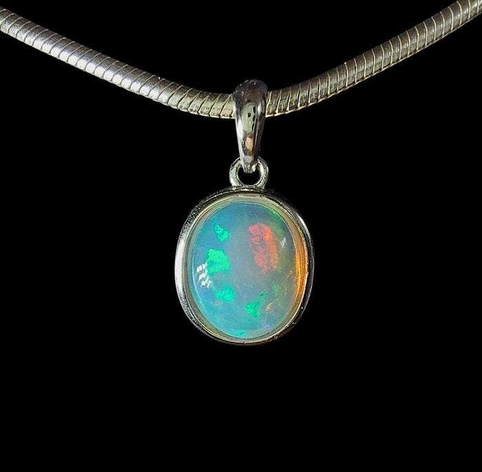 Hanger van Welo-opaal. Uitzonderlijk kleurenspel., Collections, Minéraux & Fossiles