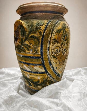 Vaas - majolica - Vaas/brocca in maioliek aardewerk, Antiquités & Art