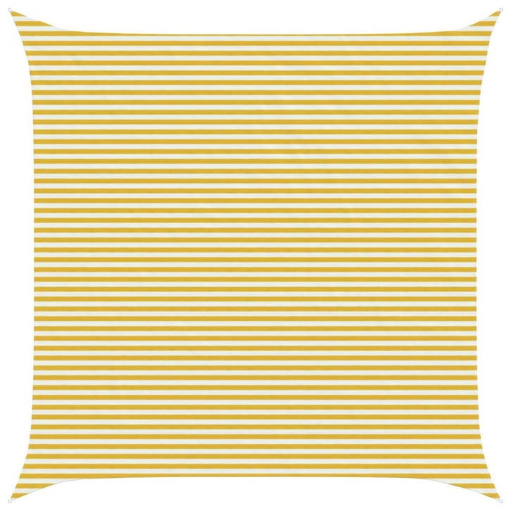 vidaXL Zonneschaduwzeil Geel en Wit 6 x 6 m HDPE, Tuin en Terras, Parasols, Nieuw, Verzenden