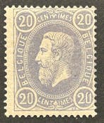 België 1869/1883 - Leopold II - 20c Blauw + 25c Bisterolijf