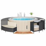 vidaXL Hottub-ombouw poly rattan en massief acaciahout zwart, Verzenden, Nieuw