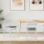 vidaXL Eetkamerstoel 2 pcs Wit en Grijs Massief Rubberhout, Verzenden, Nieuw
