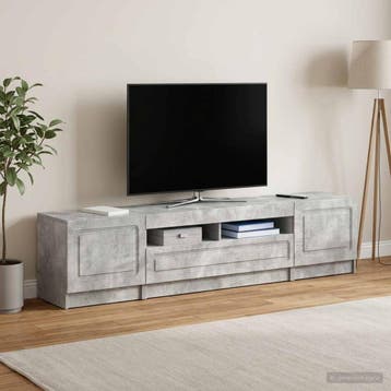 vidaXL 5-delige LED TV-kast Betongrijs Bewerkt hout, Maison & Meubles, Verzenden