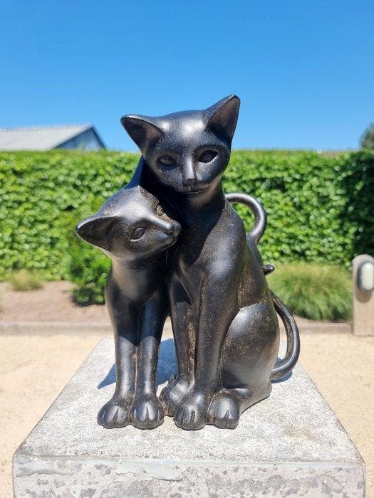 Beeldje - Cats in love - Hars, Antiek en Kunst, Kunst | Designobjecten