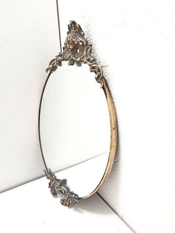 Miroir - Laiton, Verre, Bois, Antiquités & Art