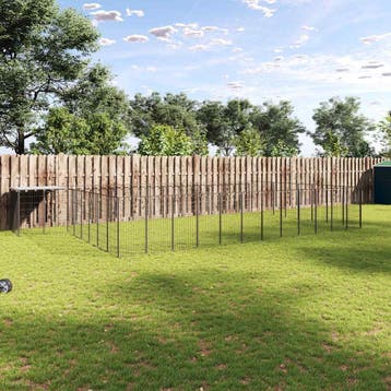 vidaXL Hondenkennel 30,25 m² staal zwart, Verzenden, Nieuw