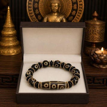 Bracelet tibétain exclusif avec Dzi à 9 yeux - Protection