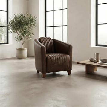 Set van 2 Leren fauteuils Press Special - Vintage Brown, Nieuw, Ophalen of Verzenden, 50 tot 75 cm, Leer