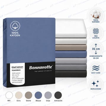 Hoeslaken glad katoen matras - 80/200 , Grijs, Huis en Inrichting, Nieuw, Eenpersoons, 200 cm, Matras