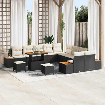 vidaXL Tuinbank Set 13 st 12-Aantal zitplaatsen Zwart en, Verzenden, Nieuw