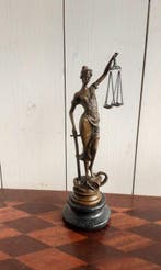 Beeld, Vrouwe Justitia - 23 cm - Brons, Marmer, Antiek en Kunst