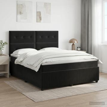 vidaXL Boxspringbed met matras Zwart 140 x 190 cm Fluweel, Verzenden