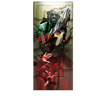 Halloween Wanddecoratie Poster Kettingzaag 1,8m, Verzenden, Nieuw