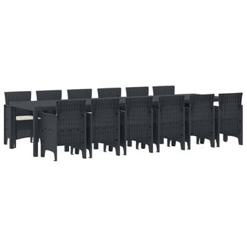 vidaXL Tuin Eettafel Set 13 st Antraciet Polt riet, Verzenden, Nieuw