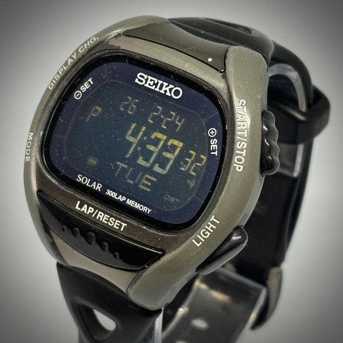 Seiko - Prospex “Super Runners” Solar Digital Watch - Sans, Handtassen en Accessoires, Horloges | Antiek