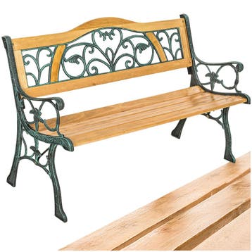 Tuinbank Kathi 2-zitter van hout en gietijzer 124x60x83cm, Verzenden