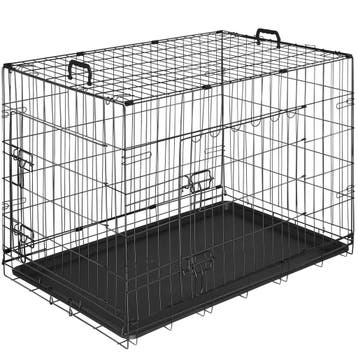 tectake Hondenkooi-roosterbox Luna, opvouwbaar, met 2 deuren, Dieren en Toebehoren, Hondenhokken, Verzenden, Nieuw