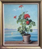 Hermann Werner (1884–1986) - Geranio rosso sul Lago Lemano