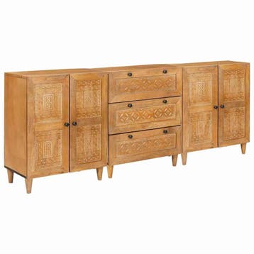 vidaXL Dressoir 3 st 180 x 33,5 x 75 cm massief mangohout, Huis en Inrichting, Verzenden, Nieuw