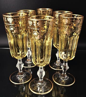 Artemisia - Champagne fluitje (6) - Lilium - Kristal, gouden