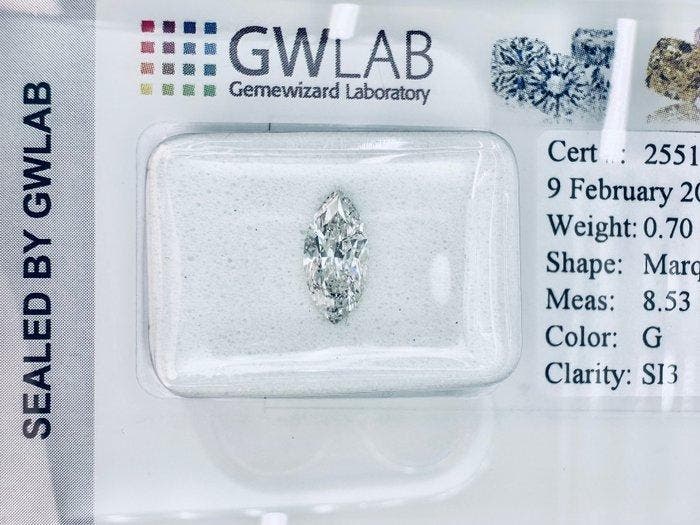 Sans prix de réserve - 1 pcs Diamant (Naturelle) - 0.70 ct -, Bijoux, Sacs & Beauté, Pierres précieuses