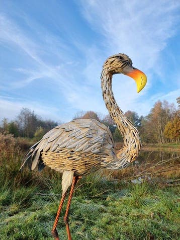 Statue, Lifelike Crane bird - 135 cm - Fer, Antiek en Kunst, Curiosa en Brocante