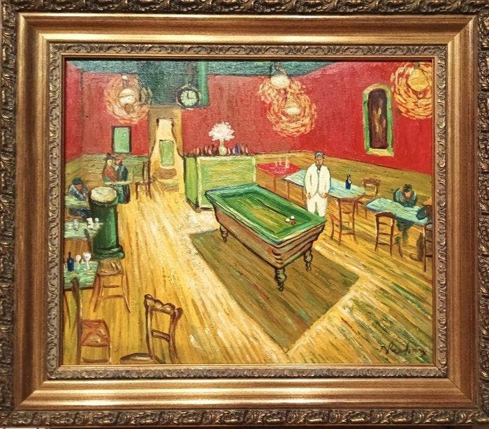 European school (XX), After Van Gogh - Le café de nuit, Antiek en Kunst, Kunst | Schilderijen | Klassiek