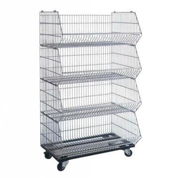 Set van 4 draadmanden 95x77x50cm op wielen gebruikt, Ophalen of Verzenden