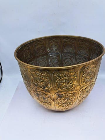 Jardinière - Laiton - Florale Cachepot, Antiek en Kunst