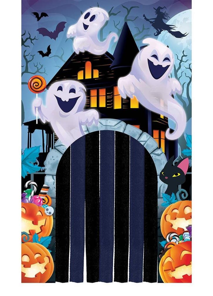 Halloween Deurgordijn Spoken 2,45m, Hobby en Vrije tijd, Feestartikelen, Nieuw, Verzenden