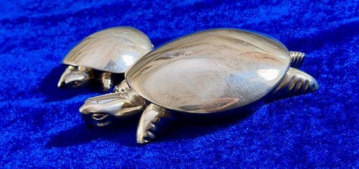 Figurine - Water Turtle Set (FI Florence) (2) - Argent 970, Antiquités & Art, Antiquités | Argent & Or