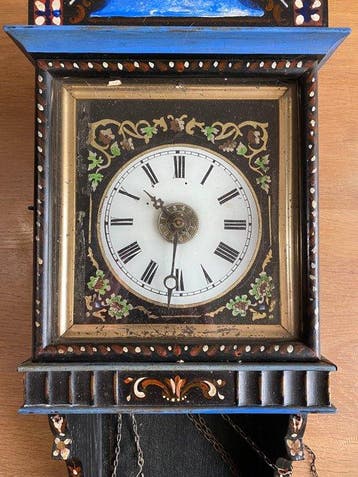 Wandklok - Hout, Messing, IJzer, Emaille - 1910-1920 -