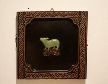 Set van zes Chinese dierenpanelen uit hardsteen, gesneden,