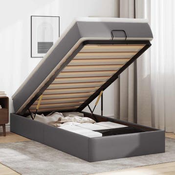 vidaXL Ottoman bed met matras 80x200 cm kunstleer grijs, Verzenden, Nieuw
